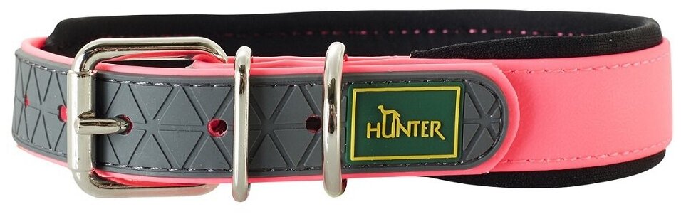 Hunter ошейник для собак Convenience Comfort 55 (42-50 см)/2,5 см биотановый с мягкой горловиной розовый неон - фотография № 3