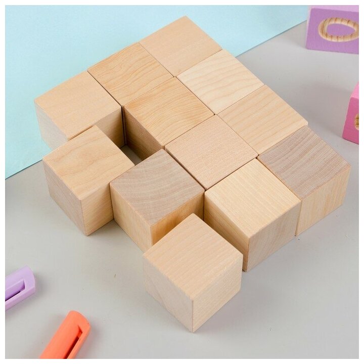 Кубики Неокрашенные, 12 шт, размер кубика: 3,8 х 3,8 см