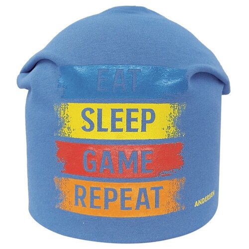 Шапка бини Андерсен, размер 54-56, синий game wall decaleat sleep game repeat decal game room decor gamer gift video game decal playroom decor pw221