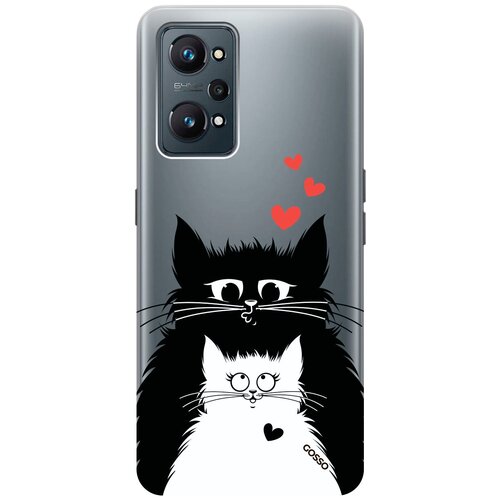 Силиконовый чехол на Realme GT Neo 2, Рилми ГТ Нео 2 с 3D принтом Cats in Love прозрачный матовый soft touch силиконовый чехол на realme gt neo 2 рилми гт нео 2 с 3d принтом cats w черный