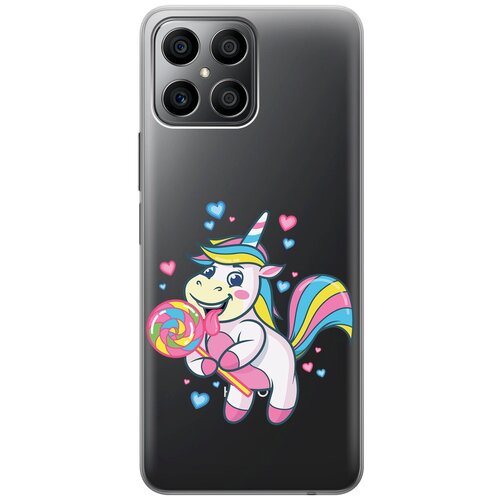 Силиконовый чехол с принтом Unicorn and candy для Honor X8 / Хонор Икс 8 силиконовый чехол с принтом unicorn dab для honor x8 хонор икс 8