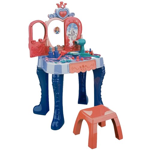 Детский туалетный столик со стульчиком Модница, 37 предметов / Детское трюмо с зеркалом для девочки / со светом и звуком 