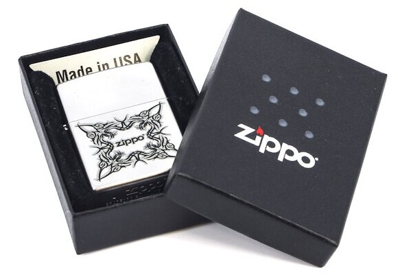 Зажигалка Zippo 205 бензиновая Tattoo Design Satin Chrome - фотография № 6