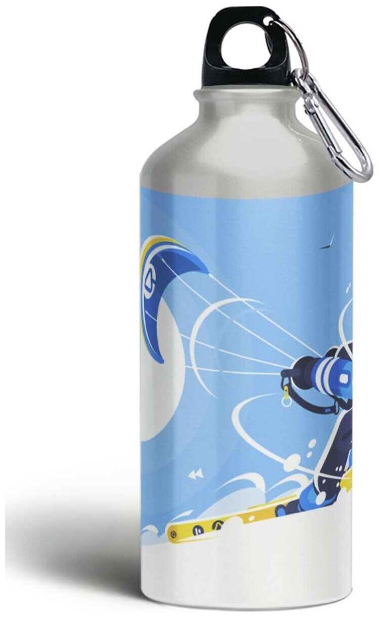 Бутылка спортивная, туристическая фляга, 500мл с карабином Спорт горные лыжи - 413