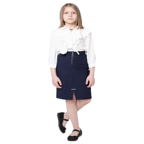 фото Школьная юбка-баллон deloras, с поясом на резинке, мини, размер 164, синий