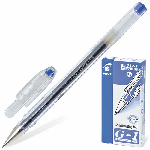 Pilot Ручка гелевая pilot g-1 , синяя, корпус прозрачный, узел 0,5 мм, линия письма 0,3 мм, bl-g1-5t, 12 шт. ручка ручка гелевая pilot bl g1 5t синяя 0 3мм япония 2 шт