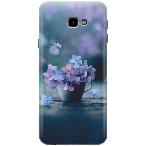 Силиконовый чехол Синие цветы в чашке на Samsung Galaxy J4+ / Самсунг Джей 4 плюс