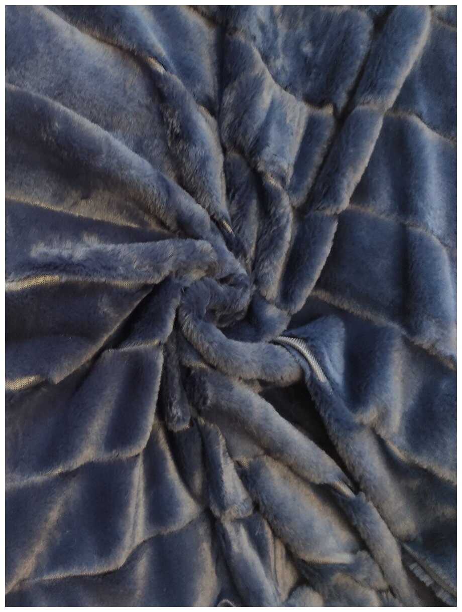 Плед меховой 200х220 синий норка 2-спальный плед на кровать диван в спальню гостиную детскую теплый мягкий пушистый евро - фотография № 2