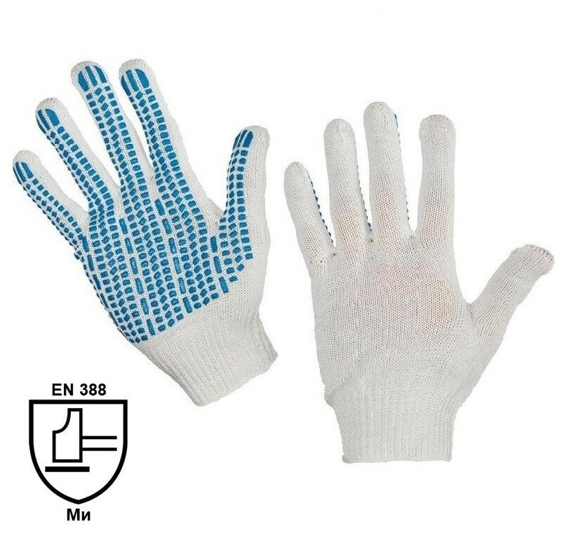 Перчатки защитные трикотаж с ПВХ Протек 4н 42г 10кл,арт1201970(10пар/уп) - фотография № 2
