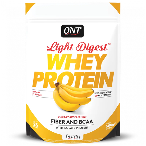 Протеин QNT Light Digest Whey Protein, 500 гр., банан протеин со вкусом кокоса qnt light digest whey protein 500 гр