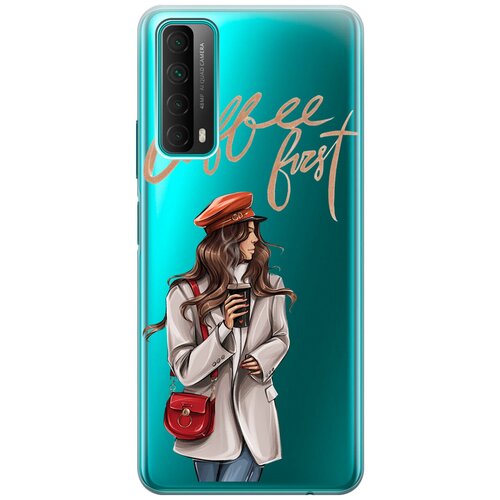 Силиконовый чехол с принтом Cofee First для Huawei P Smart (2021) / Хуавей П Смарт (2021) силиконовый чехол на huawei p smart 2021 хуавей п смарт 2021 с 3d принтом floral unicorn прозрачный