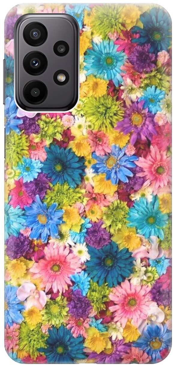 Силиконовый чехол на Samsung Galaxy A23 4G, Самсунг А23 4Г с принтом "Поле разноцветных цветов"