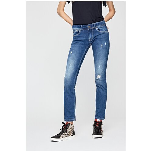 фото Джинсы с потертостями pepe jeans london pl201660gs80 синий 28/30