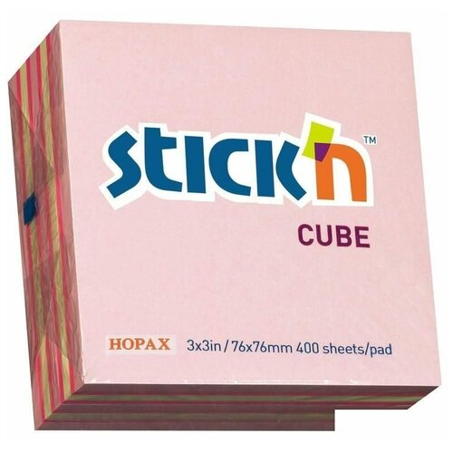 Блок самоклеящийся "Stick`n", 3 цвета неон+пастель, 76x76 мм, 400 листов, арт. 21341