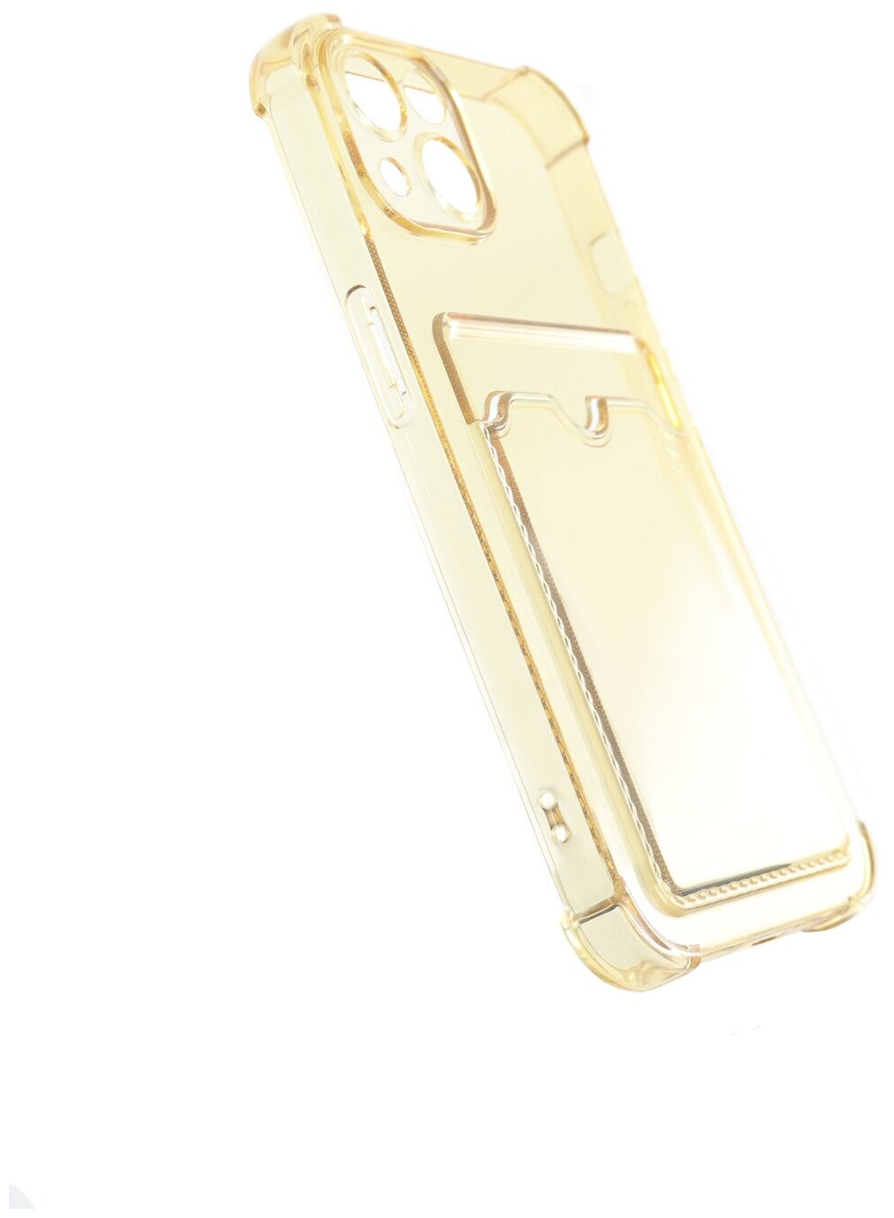 Чехол защитный усиленный TPU LuxCase для Apple iPhone 13, Прозрачно-золотой, 1,5 - фото №3