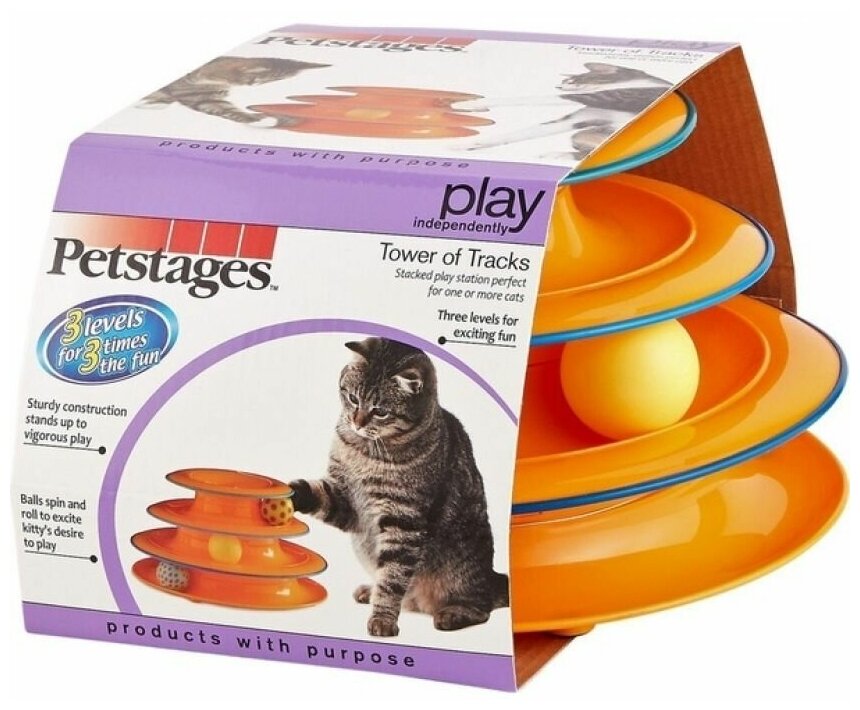 Petstages игрушка для кошек Трек "3 этажа" основание 24 см - фото №5