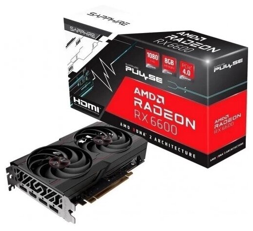Видеокарта Sapphire PCI-E AMD Radeon RX 6600 8Gb PULSE (128bit/GDDR6/DPx3/HDMI/RTL) (11310-01-20G)