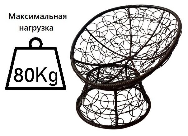 Кресло m-group пончик ротанг белое, коричневая подушка - фотография № 2