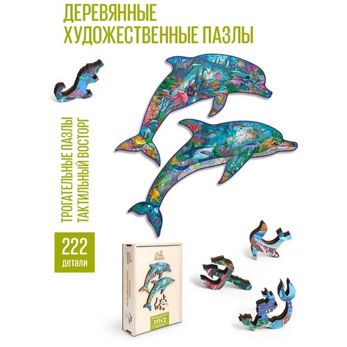 музыкальный диск дельфин существо Деревянные пазлы для взрослых и детей DAVICI Дельфины. Два океана, по: 38х27 см, 222 детали