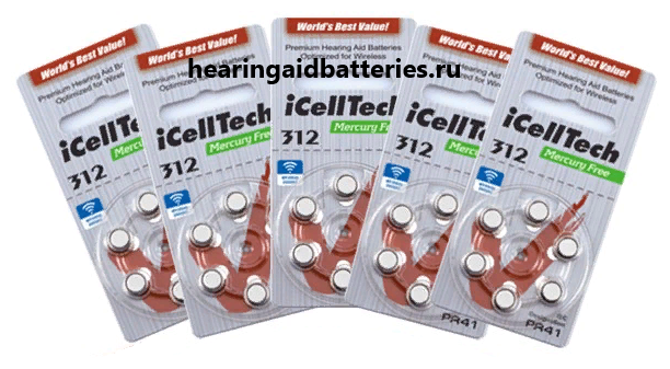 Батарейки для слуховых аппаратов №312 iCellTech (30 штук)