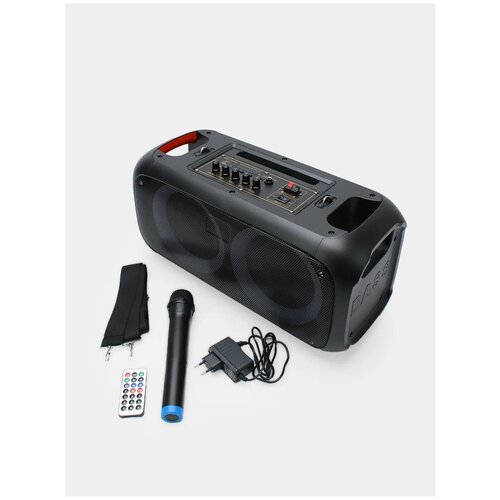 Колонка акустическая портативная бумбокс (Караоке) Portable Party Speaker RX-6248 /подсветка/пульт/микрофон/bluetooth/ AUX/Usb/FM/Аудио вход колонка акустическая портативная dg1176 party box караоке бумбокс подсветка пульт микрофон bluetooth aux usb micro cd fm аудио вход ремень