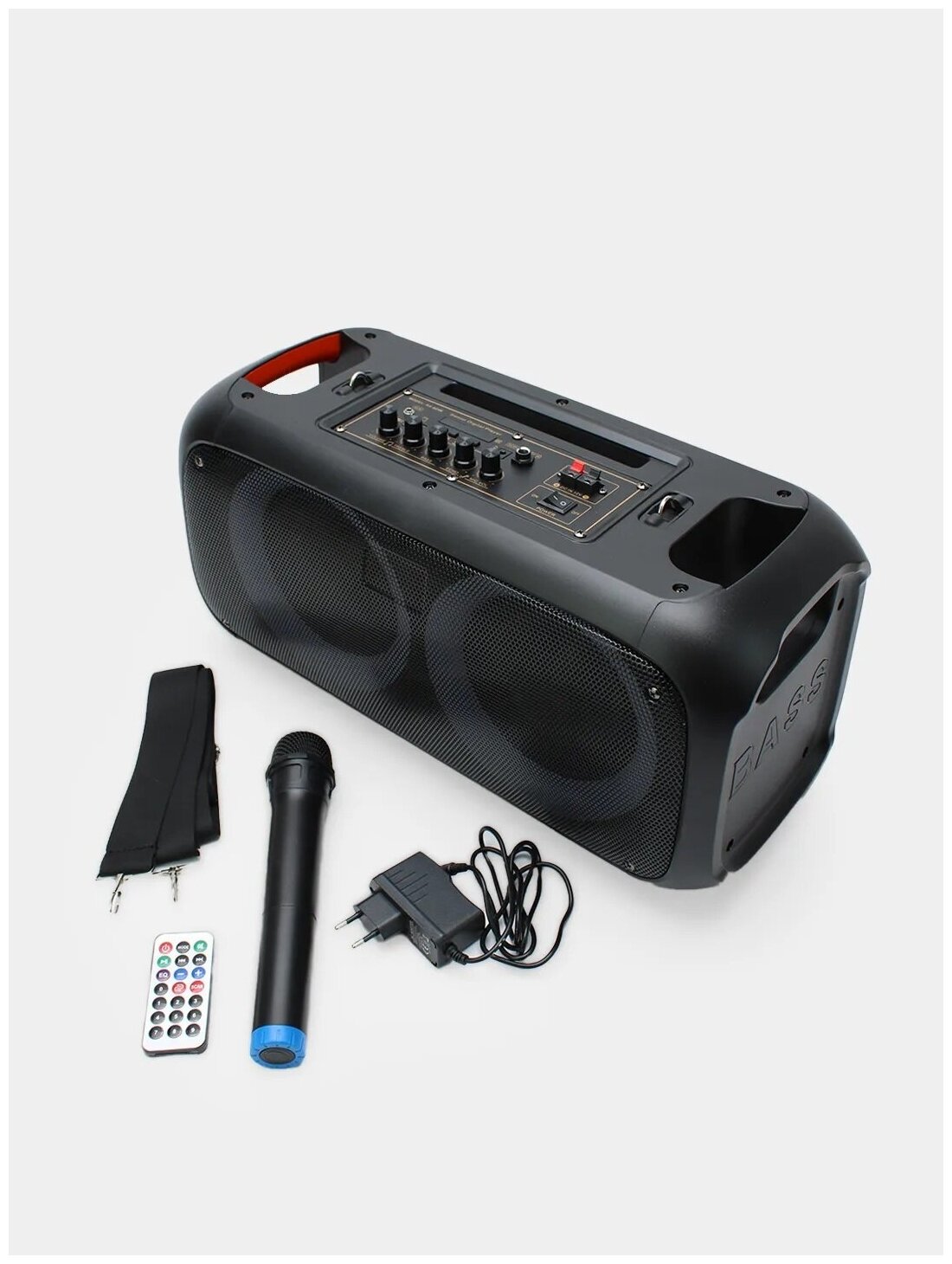 Колонка акустическая портативная бумбокс (Караоке) Portable Party Speaker RX-6248 /подсветка/пульт/микрофон/bluetooth/ AUX/Usb/FM/Аудио вход