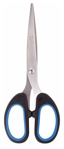 Ножницы BRAUBERG "Classic+", 160 мм, черно-синие, классической формы, резиновые вставки, 236447