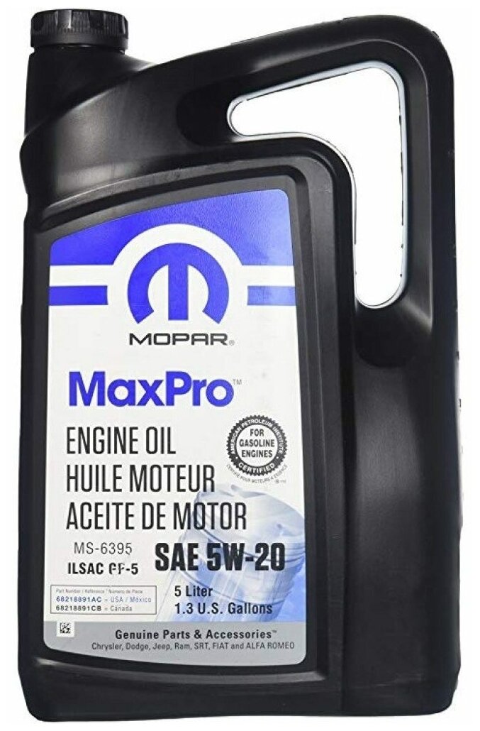 Моторное масло Mopar MaxPro 5w20 5л (68218891AC) — купить в интернет ...