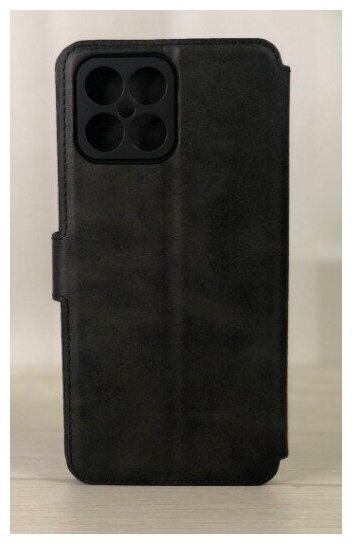 Чехол книжка для Honor X8 кожаный черный с магнитной застежкой / flip чехол с функцией подставки