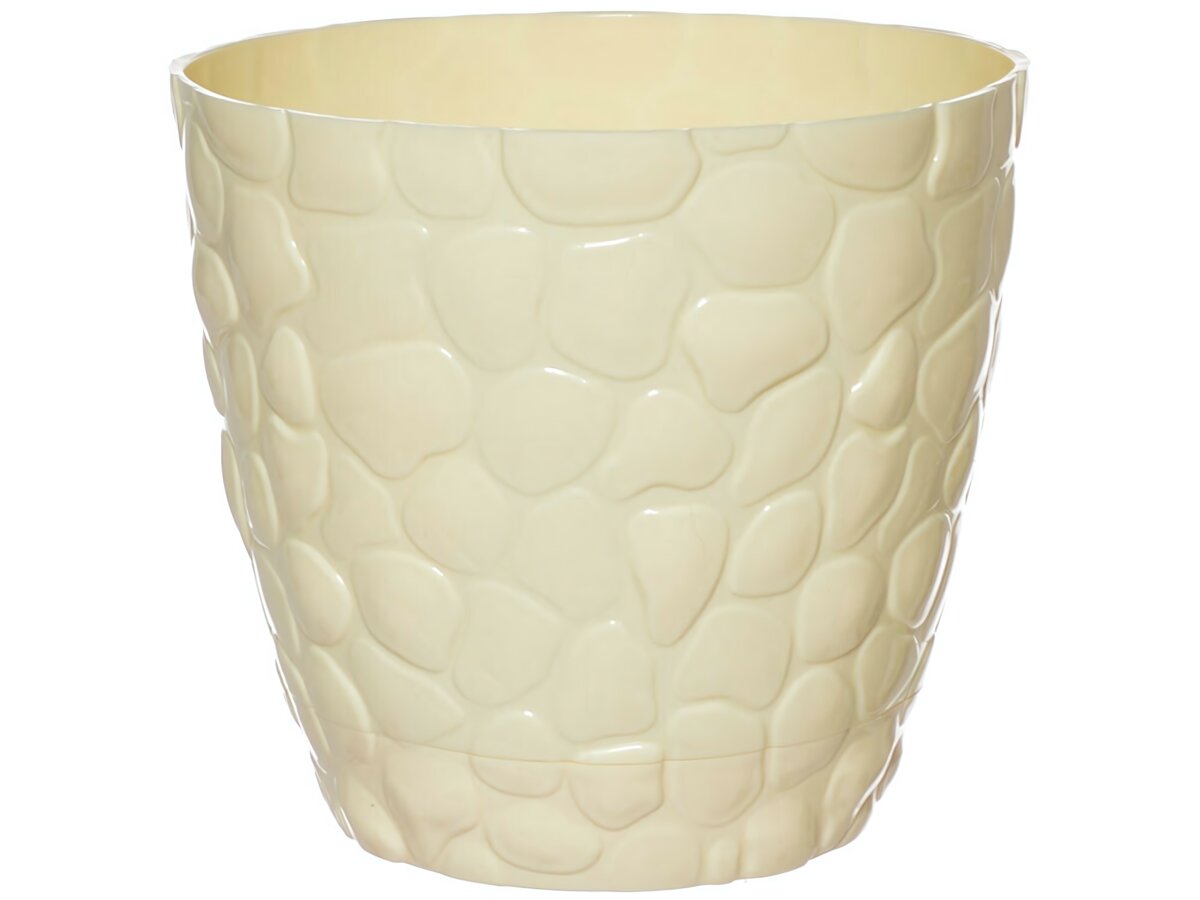 Кашпо пластиковое 16л «Камешки» цвет слоновая кость 145х145х13 см
