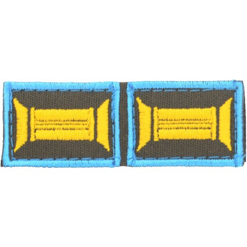 Тканевая петлица ВКС Офицерская, голубая окантовка, олива, 3,5х2,5см. (эмблема петличная)