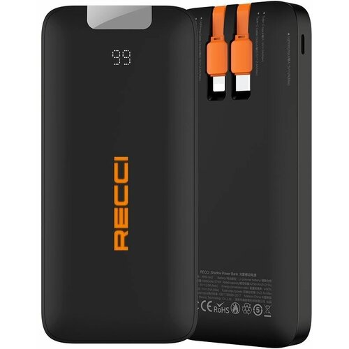 Внешний аккумулятор Recci RPB-N42 с встроенным кабелем Type-Clightning 300000₽