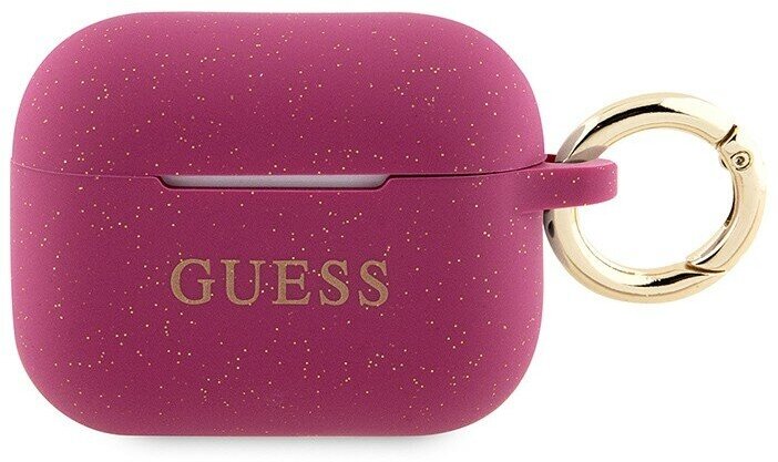 Чехол Guess Silicone Glitter с кольцом для Airpods Pro 2 (2022), фуксия