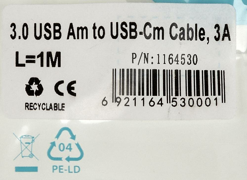 Кабель BURO USB 3.0 A(m), USB Type-C (m), 1м, черный [bhp usb-tpc-1] - фото №8