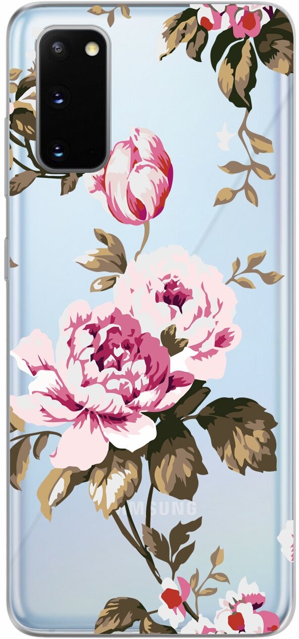 Силиконовый чехол Mcover для Samsung Galaxy S20 с рисунком Цветы Пионы