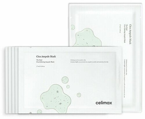 Celimax Набор масок тканевых успокаивающих для лица с центеллой - Cica calming ampoule mask,27мл*5шт