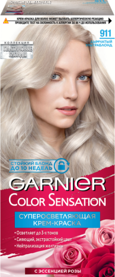 Крем-краска для волос Garnier Color Sensation Суперосветляющая, с перламутром, тон 911, Дымчатый Ультраблонд
