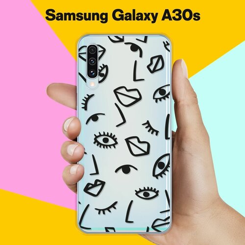 Силиконовый чехол Глаза и губы на Samsung Galaxy A30s пластиковый чехол ooh la la губы на samsung galaxy s4 mini самсунг галакси с 4 мини