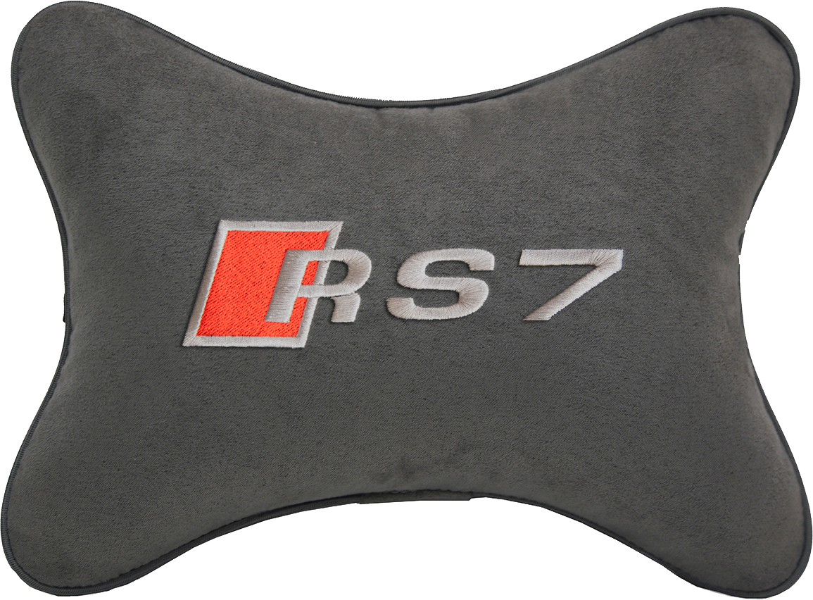 Подушка на подголовник алькантара D.Grey с логотипом автомобиля AUDI RS7