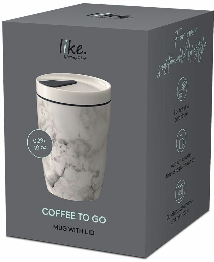 Стакан для кофе и чая с крышкой Coffee To Go Marmory Like. by Villeroy & Boch, 290 мл, Фарфор.