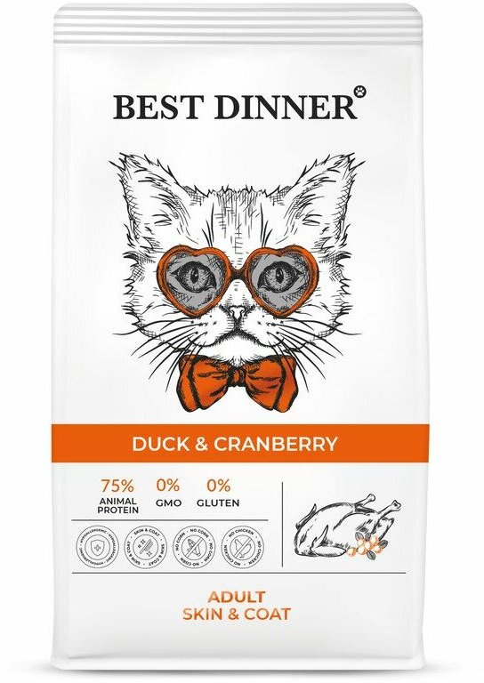 Корм сухой BEST DINNER Adult Duck&Cranberry утка/клюква для кошек 1,5кг