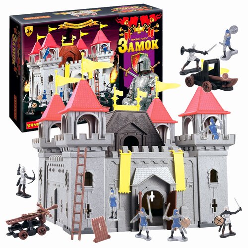 Конструктор для мальчика Bondibon большой игровой набор Волшебный рыцарский замок крепость для солдатиков, детская игрушка развивающая