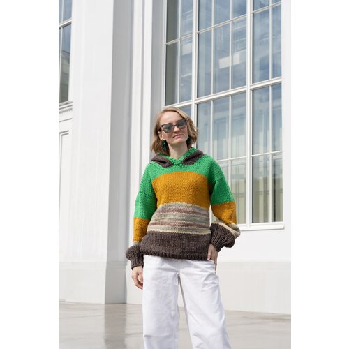 Пуловер, размер 44, мультиколор