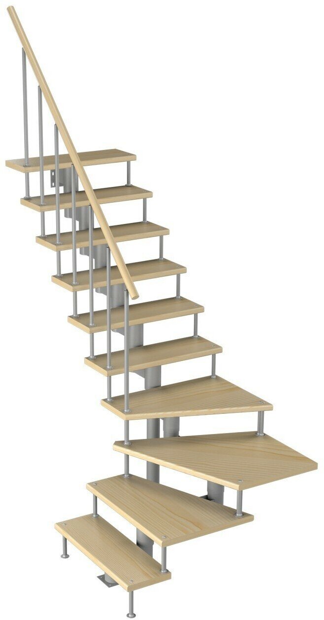 Модульная лестница Фаворит 225 2250-2350, Серый, Сосна, Крашеная