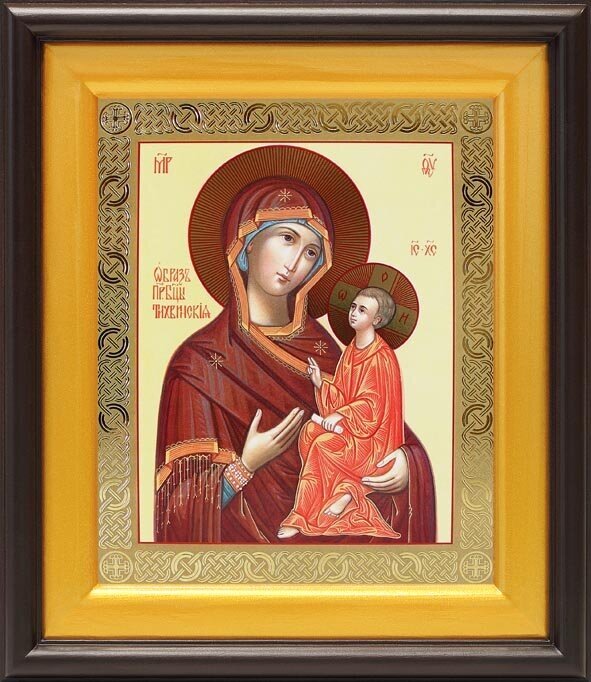 Тихвинская икона Божией Матери, в широком киоте 21,5*25 см
