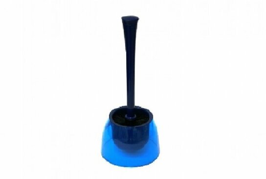 Напольный ершик Primanova M-E19-26-13 пластиковый с закрытой туалетной щёткой для унитаза цвет прозрачно-синий диаметр 15 см высота 39 см