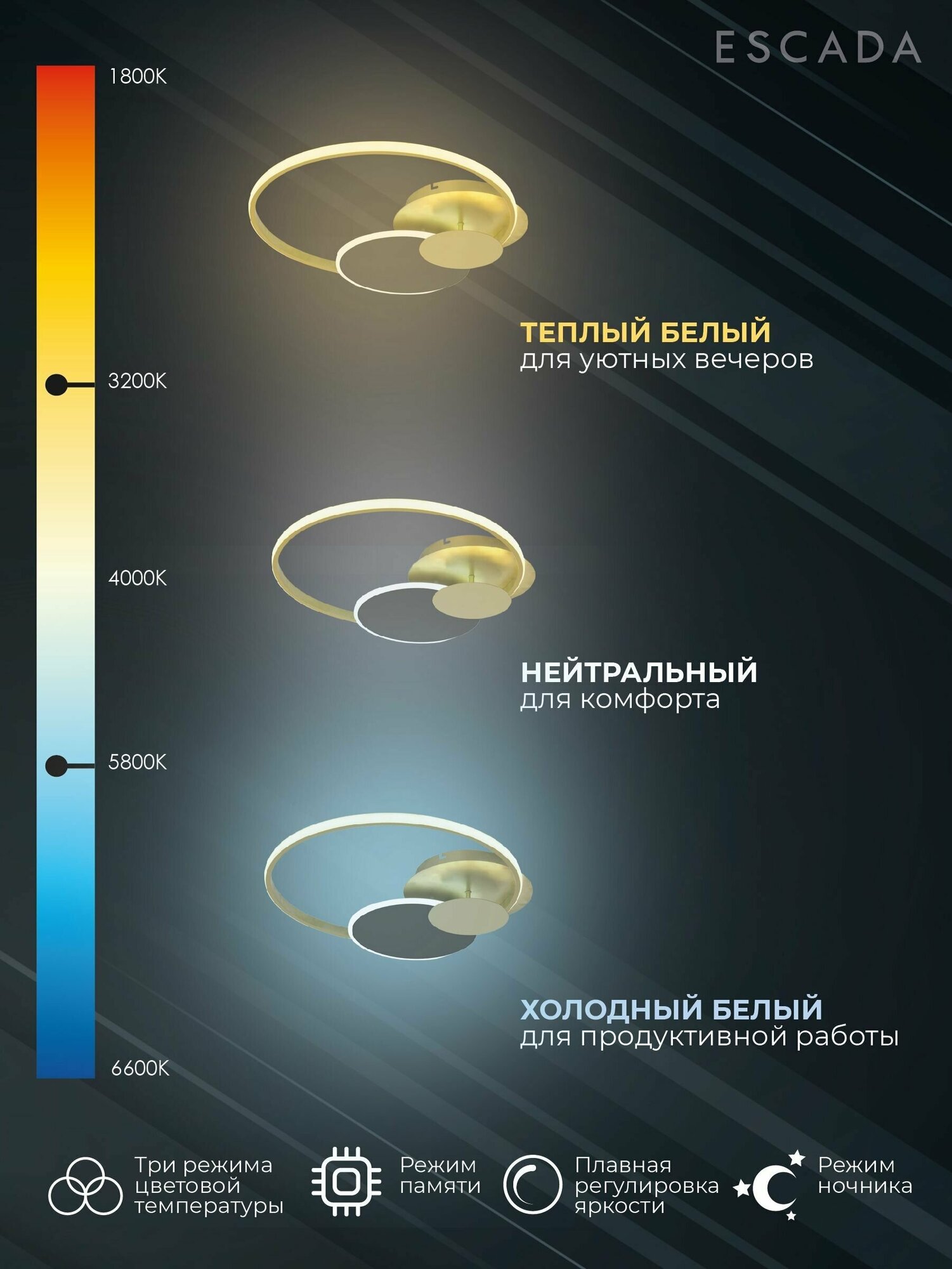 Потолочный светодиодный светильник Escada Pleiades 10247/3LED - фотография № 16