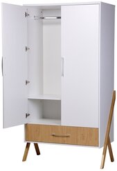 Шкаф двухсекционный Polini kids Porto 3100, с 1 ящиком, белый-дуб каменный