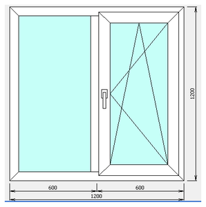 Окно ПВХ ш1200*в1200 (2 стекла)