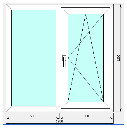 Окно ПВХ ш1200*в1200 (2 стекла)